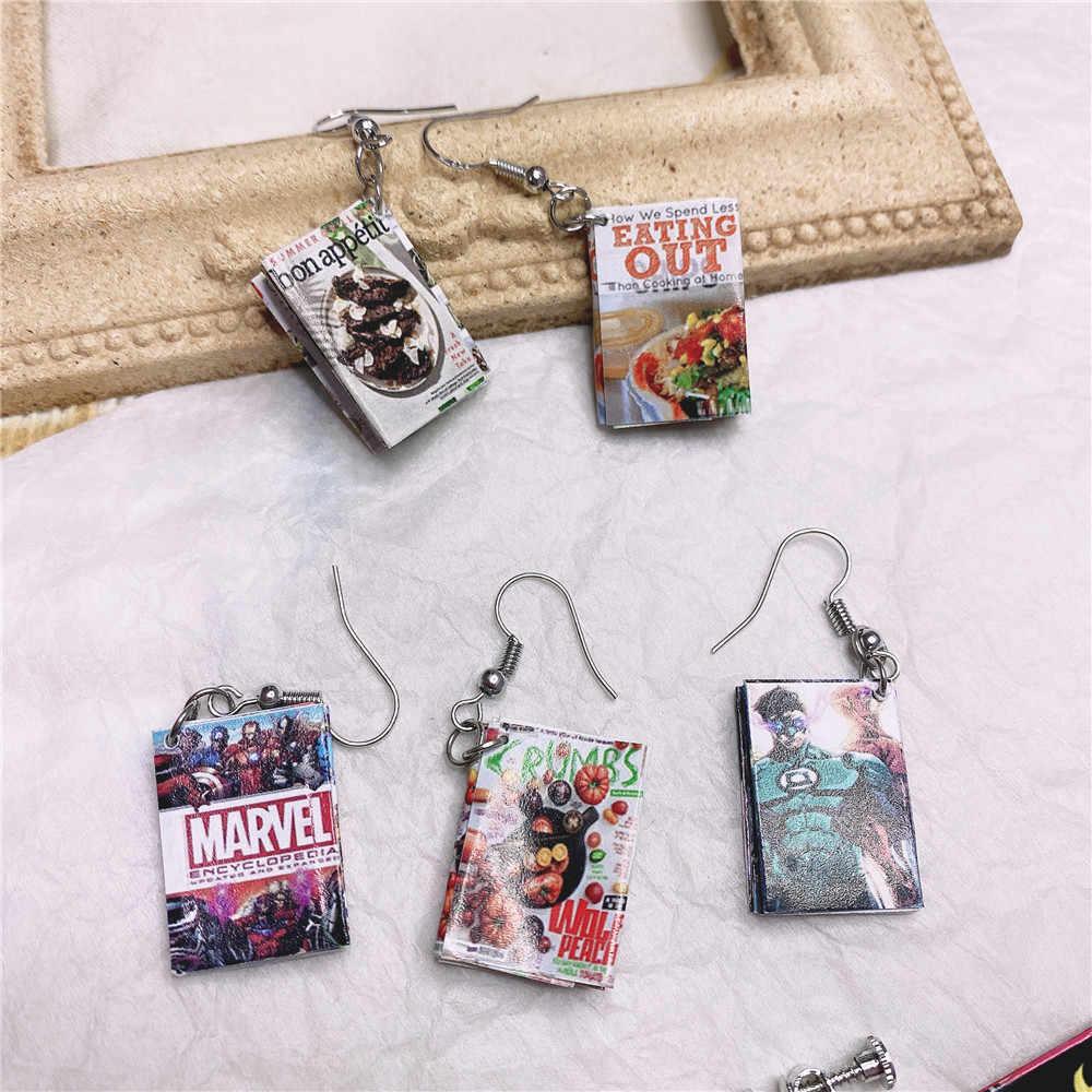 Креативні кумедні сережки з журналу аніме ручної роботи, піни сережки з героями мультфільмів, мінікнига,, фото 1