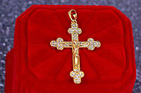 Крестик Xuping Jewelry трилистниковый с мелкими фианитами 3 см золотистый