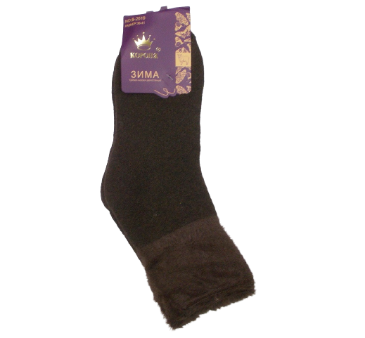 Жіночі шкарпетки без гумки термо ангора з махрою Корона 2519 36-41 коричневі