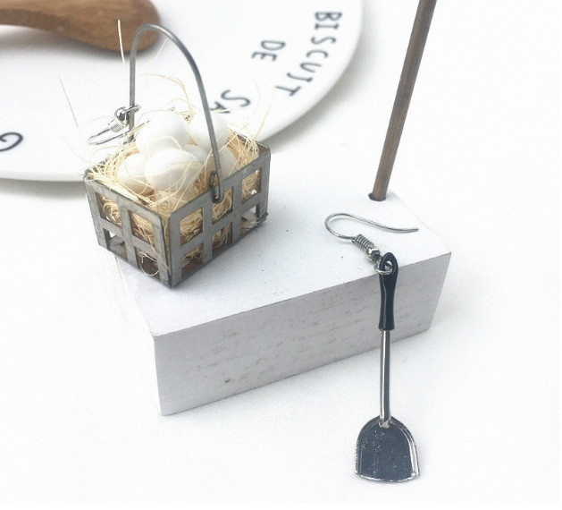 Кумедні сережки, креативний кошик для яєць і лопатка 1комплект, фото 1