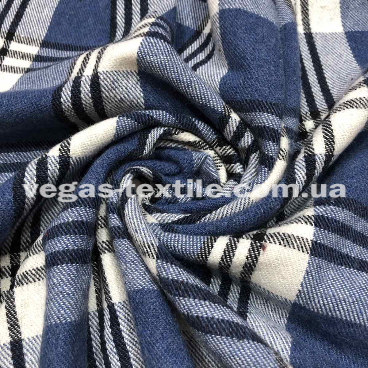 Сорочкова тканина байка карта Синій з білим, фото 1