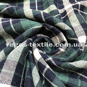 Сорочкова тканина байка клітка Темно-синім Туреччина