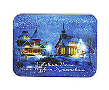 Новогодняя упаковка из жести Рождественский вечер, до 500г, от 1 штуки