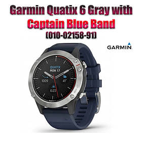 Спортивний годинник Garmin Quatix 6 Gray with Captain Blue Band (010-02158-91)