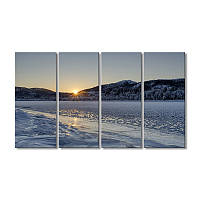 Модульная картина Art-Wood «Зимний закат озеро» 4 модуля 120x180 см