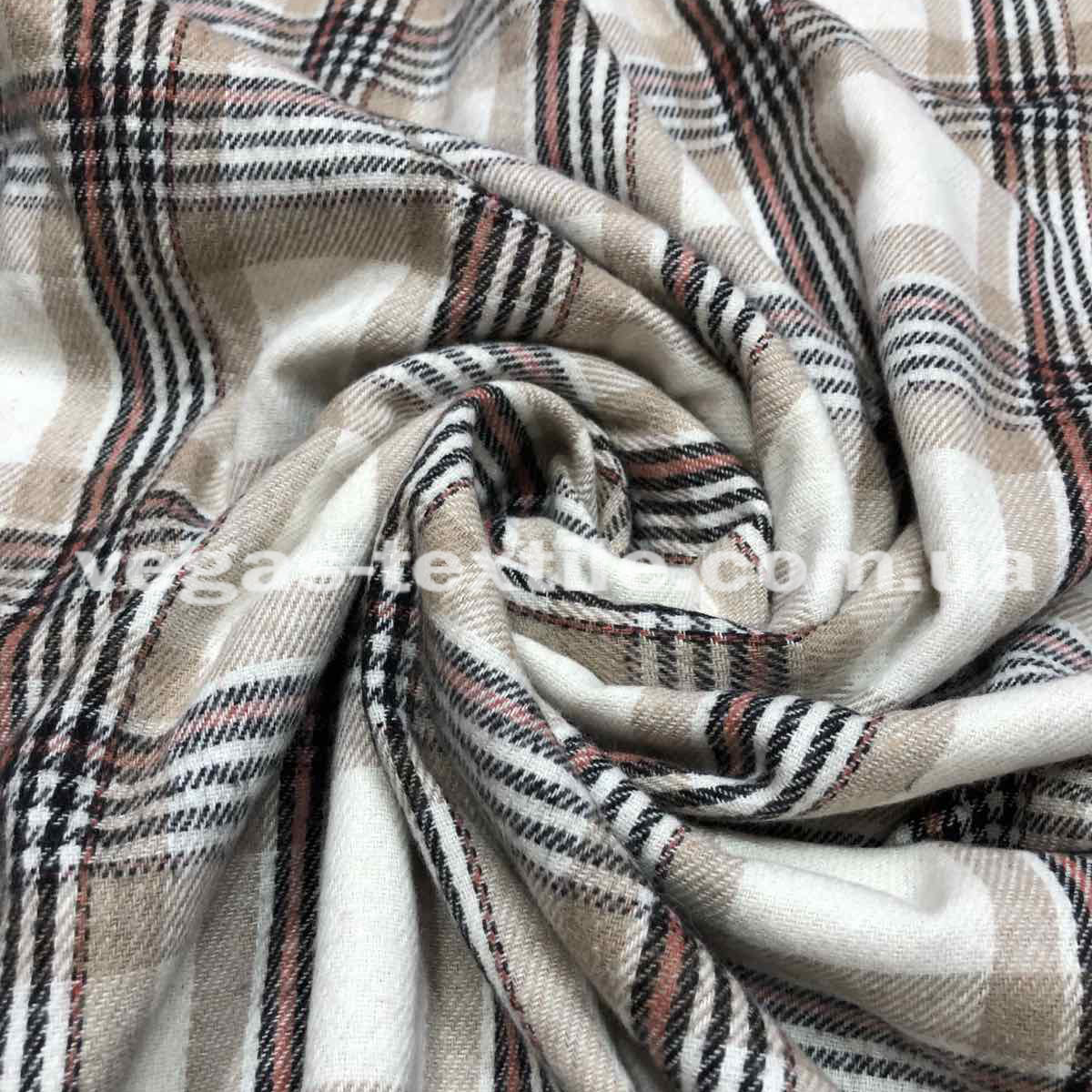 Сорочкова тканина байка карта Бежевий Туреччина, фото 1