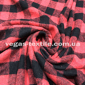 Сорочкова тканина байка карта Червоний із чорним 3 см Туреччина