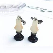 Сережки ручної роботи в стилі ретро, ностальгічні сережки піни Лампа (кліпса), фото 1