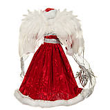 Новорічна фігура ангела "Різдвяний ангел у червоному платті" 41 см. Ангел під ялинку., фото 4