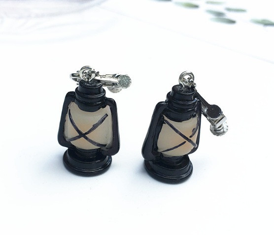 Сережки ручної роботи в стилі ретро, ностальгічні сережки піни Ліхтар (кліпса), фото 1