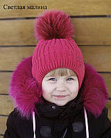 Зимняя шапка для девочки Снежинка 48 см, Малиновый