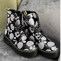 Черевики жіночі Dr.Martens Jadon Polka Black чорні демісезонні доктор мартінс жадон шкіра на шнурівці