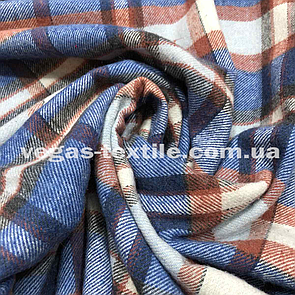 Сорочкова тканина байка карта Блакитна з рудим Туреччина (ширина 1.5 м)