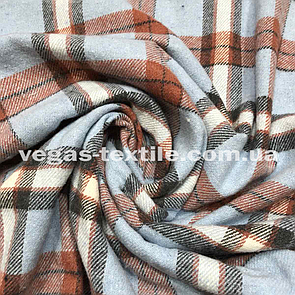 Сорочкова тканина байка карта Світло-блакитний з рудим Туреччина (ширина 1.5 м)