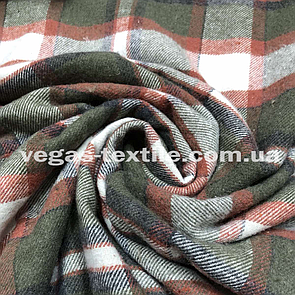 Сорочкова тканина байка карта Зелений з рудим Туреччина (ширина 1.5 м)