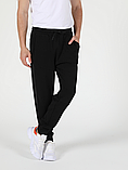 Штани Спортивні чоловічі на манжетах, Штани чорні без логотипів з кишенями. Фліс Осінні, Зимові з начосом, фото 2