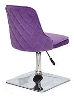 Крісло Adam 4-CH Base на квадратній хромованій опорі з регулюванням висоти, пурпуровий (фіолетовий) оксамит, фото 2