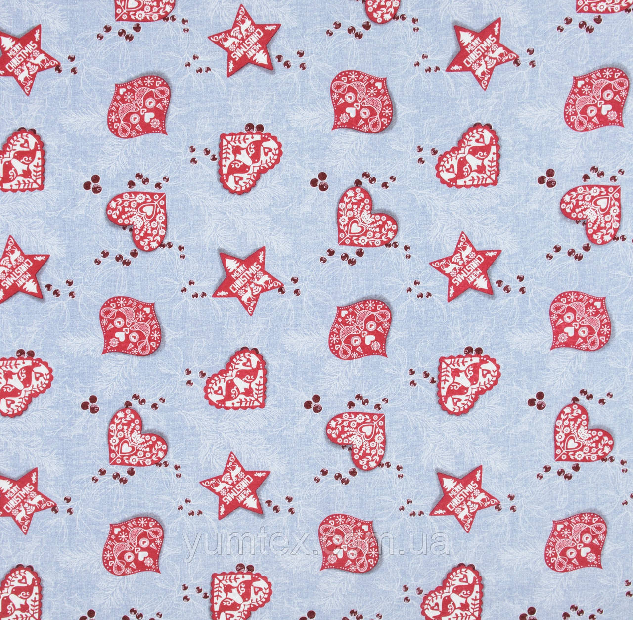 НОВОРІЧНА ДЕКОРАТИВНА ТКАНИНА для скатертин ранеров серветок і декору ЧЕРВОНИЙ КВІТКА, фото 1