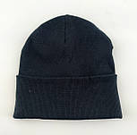 Шапка дитяча трикотажна подвійна демісезонна дитячі головні убори темно-синій (ШД40), фото 2