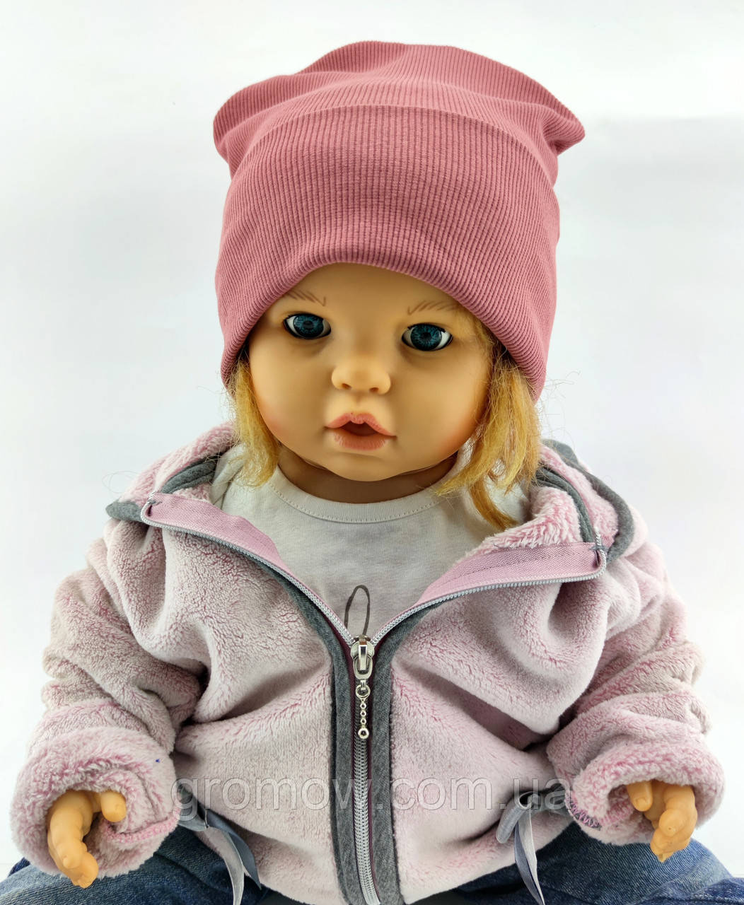 Шапка дитяча трикотажна подвійна демісезонна дитячі головні убори теракотова (ШД28), фото 1