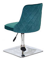 Кресло Adam 4-CH Base на квадратной хромированной опоре с регулировкой высоты, зеленый бархат