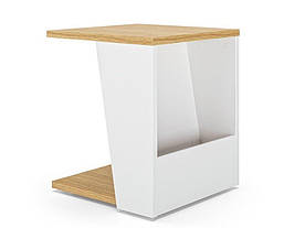 Тумбочка в скандинавському стилі MeBelle CHILL-2 40 х 40 х 46 см, ЛДСП білий + дуб сонома, в спальню