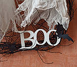 Чорний декоративний вінок до Хеловіну Хеллоуїну з привидами, фото 2