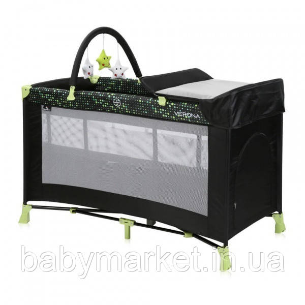 Манеж-ліжечко Lorelli VERONA 2L+ (black/green dots)