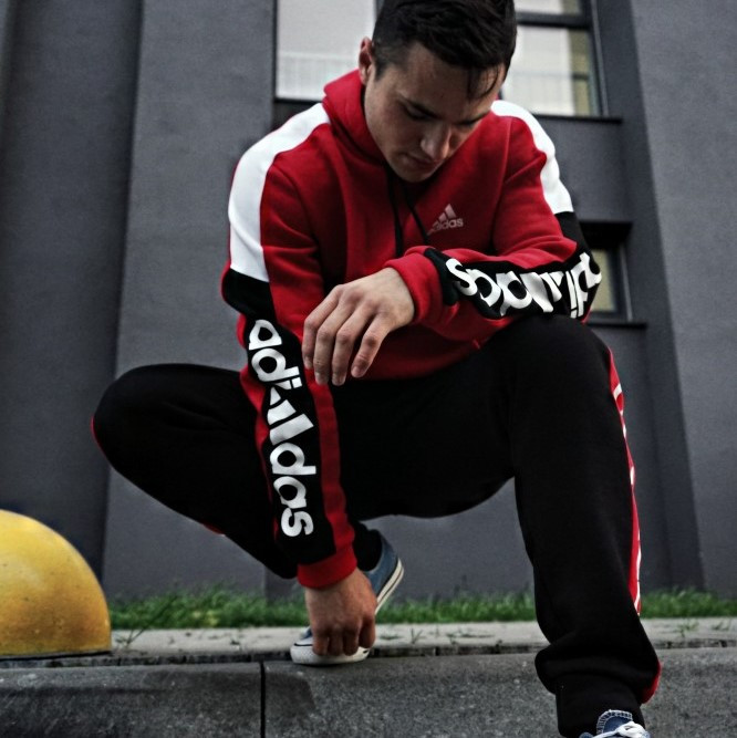 Спортивний костюм Adidas чоловічий теплий комплект, червоний Адідас зимовий фліс