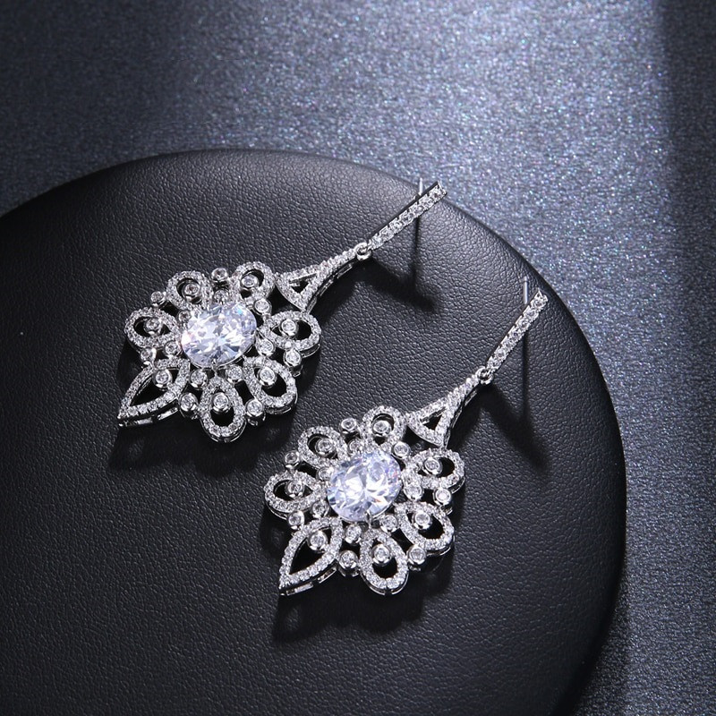 Сережки підвіски з камінням, фото 1