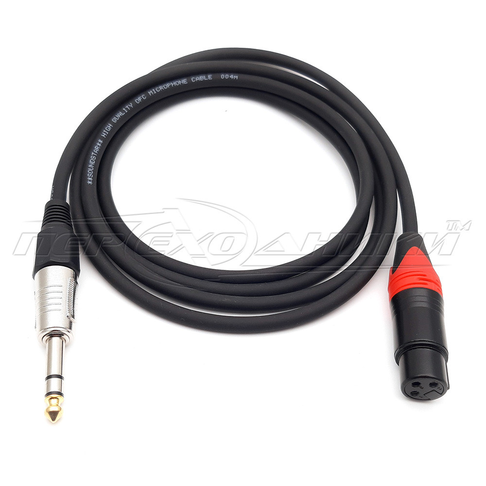 Кабель 6.3 стерео на роз'єм XLR 3 Pin у екрані (мама), преміум