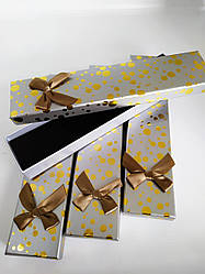 Подарочная коробка золотой горох "серый"для браслета цепи.