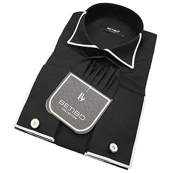 Чоловіча чорна  сорочка Betibo ZBP black-white