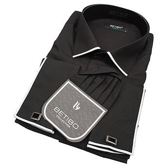 Чорна чоловіча сорочка Betibo ZP black-white