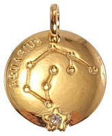 Кулон Xuping Позолота 18 К "Круглый Двухсторонний Медальон Знак Зодиака Водолей"