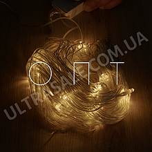 [ОПТОМ 5 шт] 2x2м 200LED 8 режимів Гірлянда Світлодіодна Штора Тепла Warm від Мережі з Перехідником ОПТ