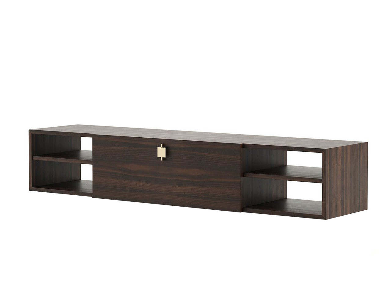 Тумба дизайнерська під телевізор ТВ у вітальню MeBelle VANITY 220 х 50 х 50 см, ЛДСП горіх + венге