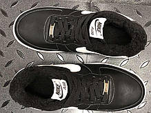 Зимові чоловічі кросівки Nike Air Force black з хутром. ТОП Репліка ААА класу., фото 2