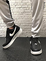 Зимові чоловічі кросівки Nike Air Force black з хутром. ТОП Репліка ААА класу., фото 3