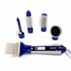 Професійний фен з насадками для сушіння волосся Gemei GM 4834 6в1 / Фен-стайлер