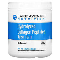 Lake Avenue Nutrition, Пептиды гидролизованного коллагена типов 1 и 3, без вкуса, 200 г