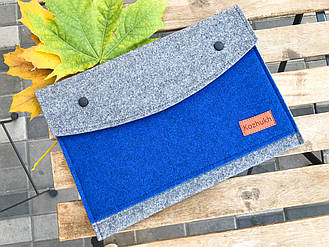Універсальний чохол з фетру для планшета / ноутбука Kozhukh 9" - 13" Big Gray&Blue (350*250 mm)