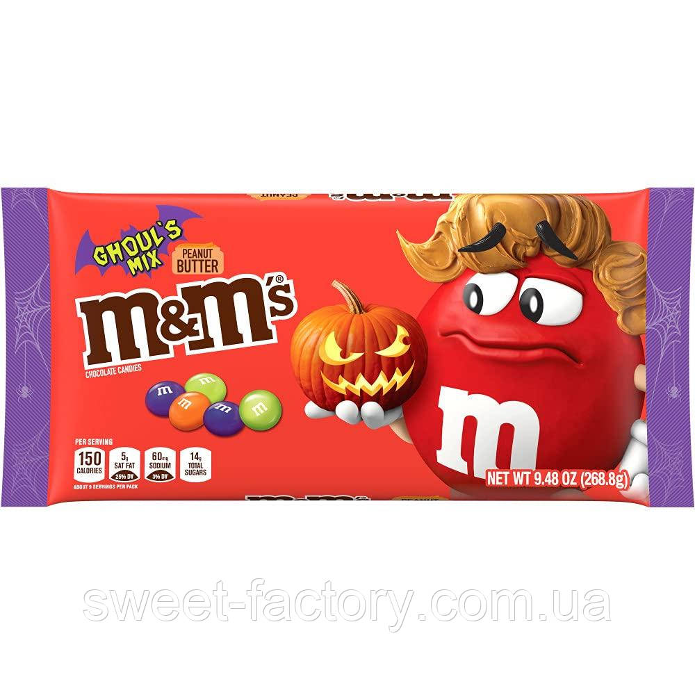 Драже M&M´s Peanut Butter Ghoul's Mix Halloween 268g, фото 1