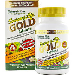 Мультивітаміни Вегетаріанські, Source of Life Gold, Natures Plus, 90 таблеток