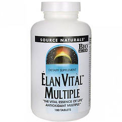 Мультивітаміни, Elan Vital Multiple, Source Naturals, 180 таблеток