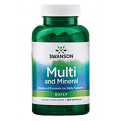 Комплекс вітамінів Swanson and Multi Mineral 100 капсул