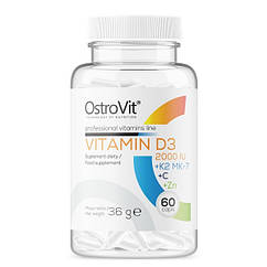 Комплекс вітамінів OstroVit Vitamin D3 2000 IU+K2+MK-7+C+Zn 60 капсул