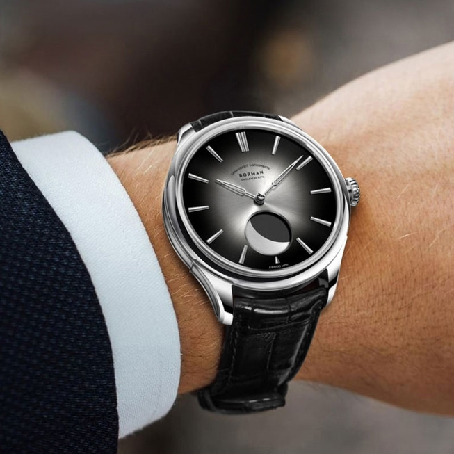 Мужские наручные часы круглые механические кожаный ремешок гарантия 12 месяцев Borman Aristocrate