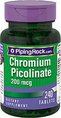 Хром піколінат Piping Rock Chromium Picolinate 200 mcg 240 таблеток