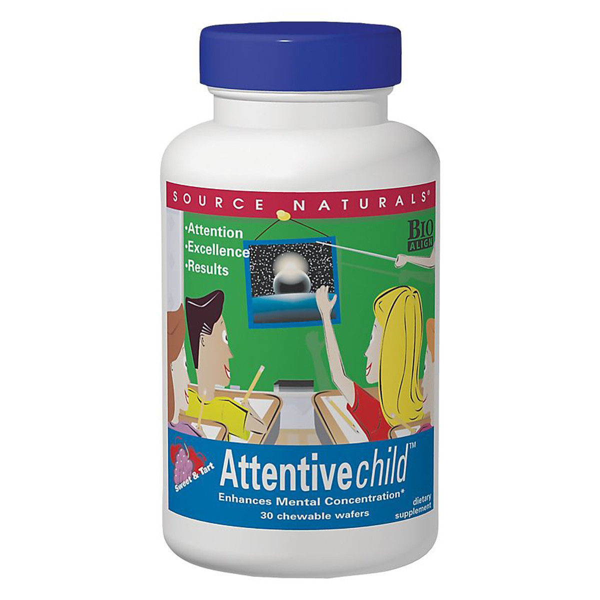 Комплекс Уважний Дитина, Attentive Child, Source Naturals, 30 жувальних вафель
